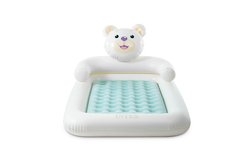 Надувная детская кровать - велюровый матрас одноместный с мордочкой мишки + насос, INTEX 66814
