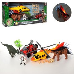 Игровой набор Парк юрского периода, динозавры 2 штуки, вертолет, фигурка, аксессуары, 2121-25E