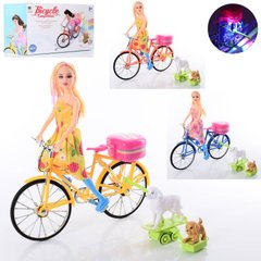Кукла с велосипедом и собачками, имеется подсветка,  6688B