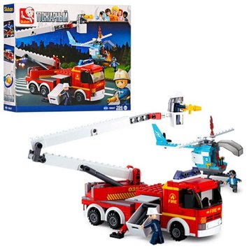 Конструктор серия Пожарный - пожарные спасатели, пожарная машина, вертолет, типа лего Sluban 0627