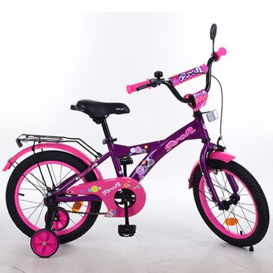 Детский велосипед 16 дюймов для девочки фиолетово - розовый, T1663, Profi T1663