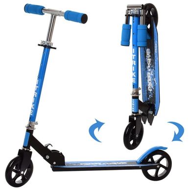 Фото товара - Самокат двухколесный для детей, полностью складывается рулевая стойка, цвет синий, iTrike SR 2-005-BLB