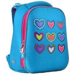 Фото- 1 Вересня 554490 Ранец (рюкзак) - каркасный школьный для девочки - голубой Сердца - YES H-12-1 Hearts turquoi, 1 вересня 554490 в категории