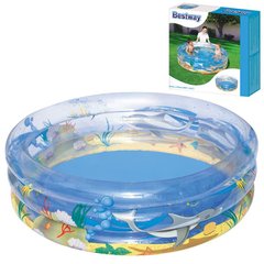 Дитячий круглий надувний басейн, прозорий - морські мешканці, Besteway 51045