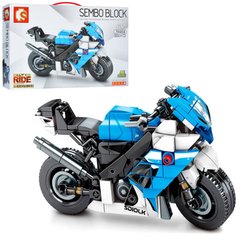 Фото- Sembo block 701204 Конструктор мотоцикл - бело-синий - 280 деталей в категории Конструкторы машины, транспорт