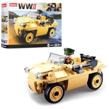 Конструктор из серии WW2 ( world war 2 - Вторая мировая война) - военный джип, SLUBAN 0690 sl
