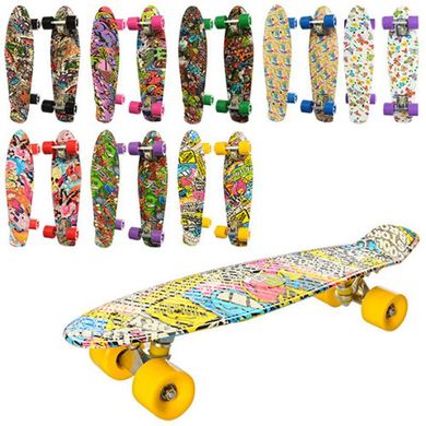 Фото товара - Скейт детский, пени борд графити 57 х 15 см, алюмин. подвеска, колеса пу,  MS 0748-4