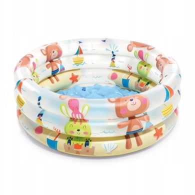 Дитячий круглий надувний басейн, для малюків зі звірятами