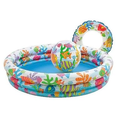 Фото товару Набір 3 в 1 надувний басейн з м'ячиком і кругом для діточок від 3 років, INTEX 59469