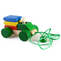 Детские пирамидки, кубики - фото Деревянная игрушка машина конструктор логика каталка