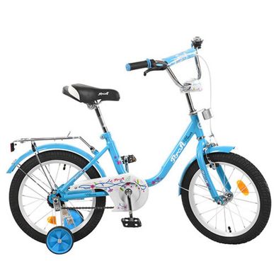 Фото товару Дитячий двоколісний велосипед PROFI 16 дюймів для дівчинки Flower, блакитний, L1684,  L1684