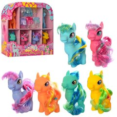 Фото товара - Набор из 6 разноцветных пони c аксессуарами игрушки можно расчесівать и одевать,  69013