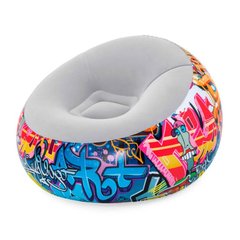 Надувная мебель - фото Надувное велюровое кресло для отдыха и развлечений с рисунком в стиле гарафити