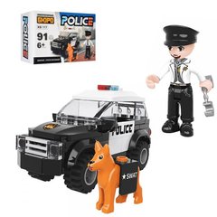 Фото товара - Конструктор полицейский джип, с полицейским и собакой, Kids Bricks   KB 117