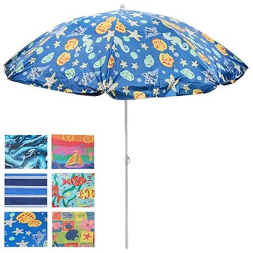 MH-0036 - Пляжна парасолька - смуги, 1,8 м в діаметрі, з нахилом, MH-0036