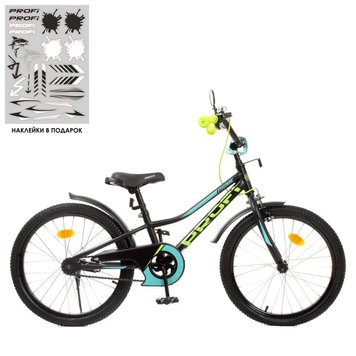 Profi  Y20224-1 - Дитячий велосипед 20 дюймів (чорний з блакитними вставками) - серія Prime