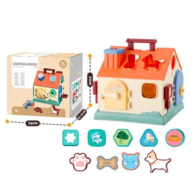 Фото товара - Сортер - развивающая игрушка в виде домика с дверьми и геометрическими фигурами, Play Smart  A001