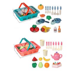 Набір іграшкового посуду - та продуктів у кошику