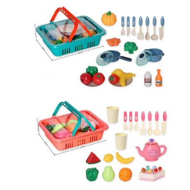 Фото товару Набір іграшкового посуду - та продуктів у кошику,  604EA-B