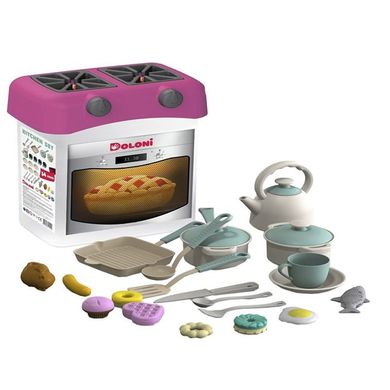 Фото- Долоні 01480/1 2 Ігровий набір - іграшкова кухня з посудом - у зручному кейсі у вигляді плити у категорії Дитячі Кухні
