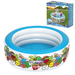 Детский круглый надувной бассейн, со зверушками - эмоджи, Besteway 51121