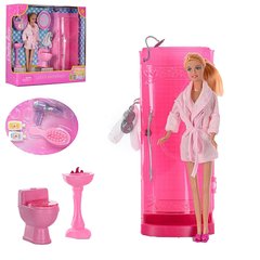 Фото- Defa 8215 Меблі для ляльки барбі - ванна кімната, душ, туалет, умивальник у категорії Ляльки