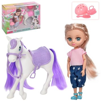 Defa 58003 - Шарнірна лялька - дівчинка з конем та аксесуарами