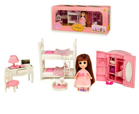 Фото товару Ігровий набір маленька лялька - з набором меблів, дитяча кімната,  VC009F