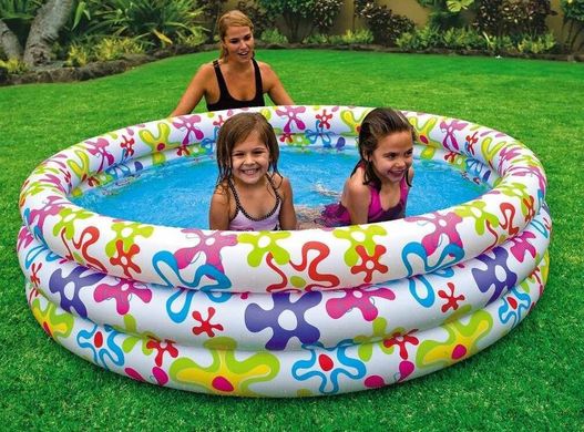 Фото товару Дитячий надувний басейн круглий для дітей від 3 років, 3 кільця, 168 -41см, INTEX 56440