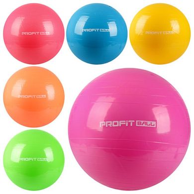 Фото товара - Мяч для фитнеса 55 см, Фитбол, резина, 700 г, 6 цветов, в кульке 15-12-7см, MS 0381,  0381