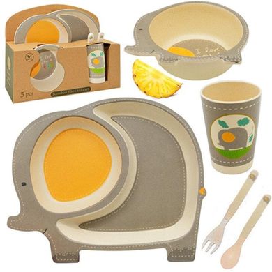 Бамбуковая посуда (для детей), набор из 5 предметов - слоник,  MH-2776