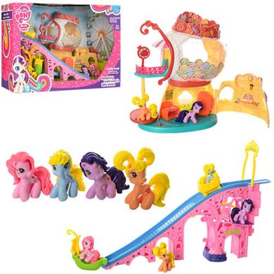 Игровой набор 2 в 1 Замок Домик Литл Пони (my Litle Pony) и игровая площадка - горка, фигурки пони, 729,  729