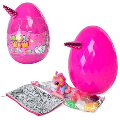 Фото товару Яйце Єдинорога з сюрпризом: м'яка іграшка, косметичка розфарбовка, маса для ліплення, Danko Toys 4750-3