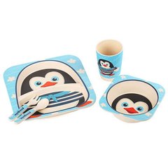 Фото товара - Бамбуковая посуда для детей – Пингвин - моряк – 5 предметов,  2770-14