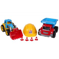 Машинки, самолетики  - фото Игровой набор Малыш - строитель, Машинки Самосвал Трактор и каска