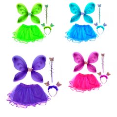 Карнавальные костюмы - фото Детский карнавальный костюм бабочка фея, крылья, волшебная палочка, обруч и юбочка