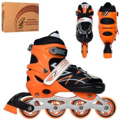 Роликовые коньки - фото Ролики раздвижные (39-42 размер), светящееся колесо - цвет черно-оранжевый