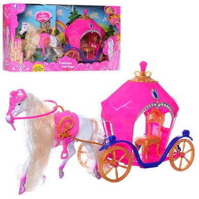Фото товару Подарунковий набір: карета і кінь рожевий, 689-7,  689-7