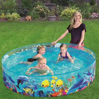 Детский круглый наливной бассейн, для малышей, - подводный мир, Besteway 55031