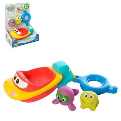 Игровой набор для ванной - заводной катер с игрушками-брызгалками, 7116-NI