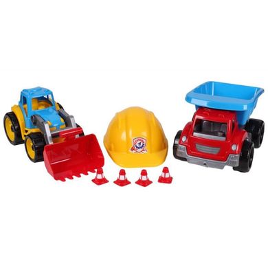 Фото товара - Игровой набор Малыш - строитель, Машинки Самосвал Трактор и каска, ТехноК 3985