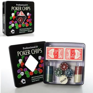 Набор для игры в покер (маленький), железная коробка, 3896 A