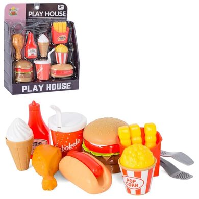 Фото товара - Игрушечный набор с продуктами из фастфуда - картошка, гамбургер, кетчуп,  689-13