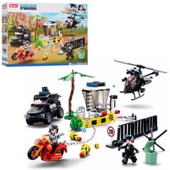 Конструктор полиция аналог лего, полицейский транспорт- джип, вертолет, мотоцикл, фигурки, SLUBAN M38-B0772