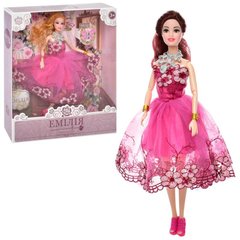 Шарнирная кукла Эмилия в розовом платье с цветами, Limo Toy M 4674