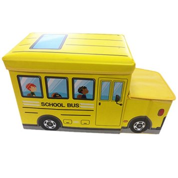HTA-5526-002,  BT-TB-0011 - Корзина для игрушек - пуфик "Школьный автобус" (желтый), HTA-5526-002