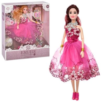 Шарнирна лялька Емілія в рожевій сукні з квітами, Limo Toy M 4674