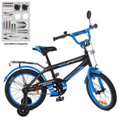 Велосипеды  - фото Детский двухколесный велосипед PROFI 18 дюймов черно - синий мат, G1853
