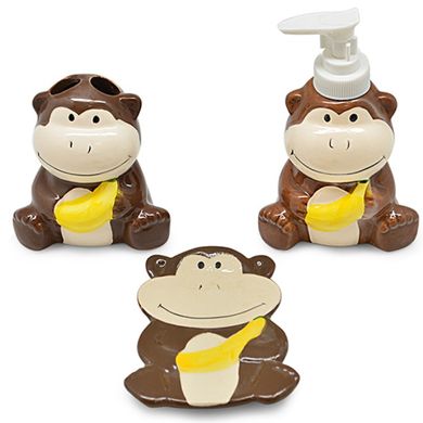 Фото товару Дитячий набір для ванної кімнати з 3 предметів - мавпочка,  R30156