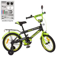 Велосипеды  - фото Детский двухколесный велосипед 18 дюймов черно - салатовый мат,  SY1851